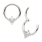 Titanium Clustered Prong Set Round CZ with Center Princess Gem Front Facing Hinged Segment Clicker