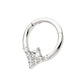 Titanium Clustered Prong Set Round CZ with Center Princess Gem Front Facing Hinged Segment Clicker