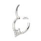 Titanium Clustered Prong Set Round CZ with Center Princess Gem Front Facing Hinged Segment Clicker