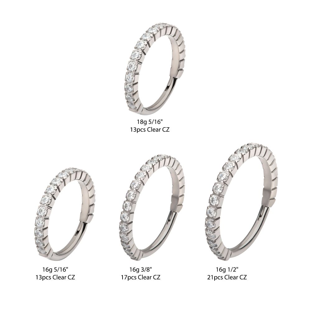 Titanium with Prong Set Full Clear CZ Side Facing Hinged Segment Clicker
