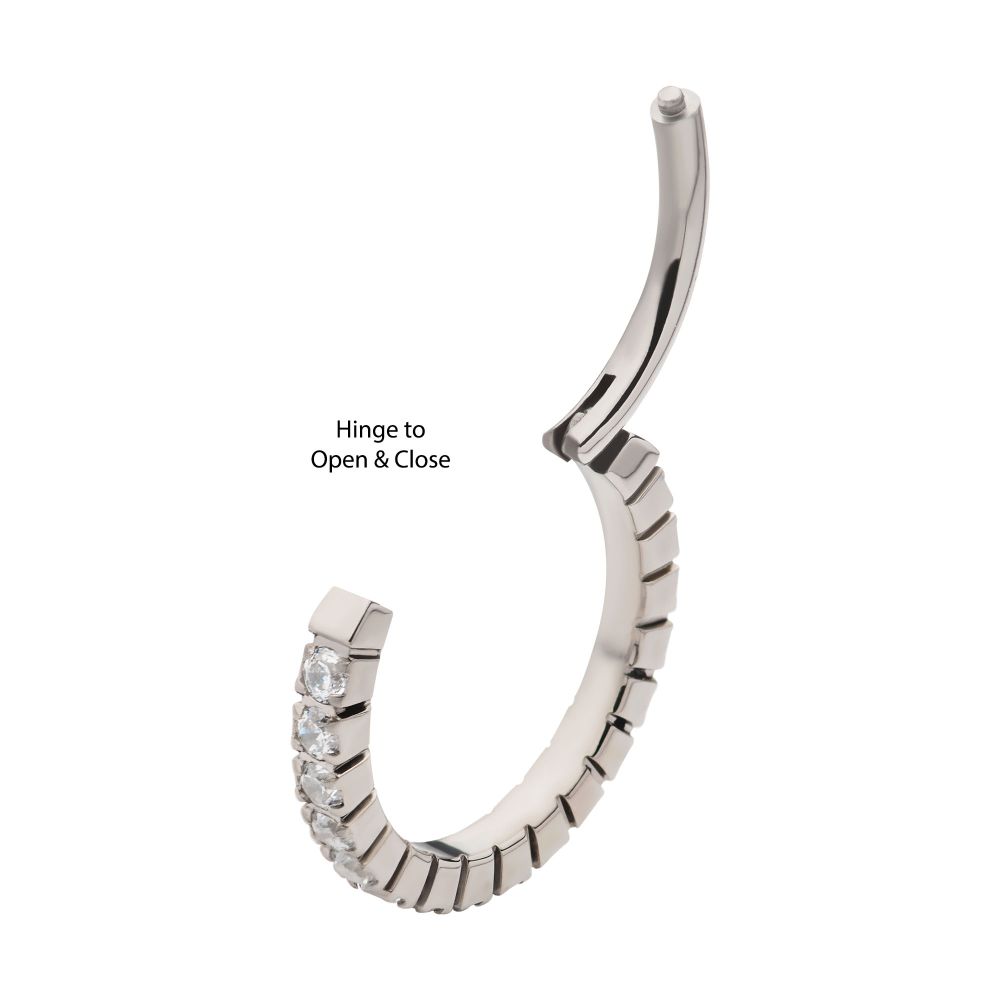 Titanium with Prong Set Full Clear CZ Side Facing Hinged Segment Clicker