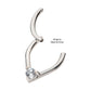 Titanium with Prong Set Round CZ/Opal Front Facing Hinged Segment Clicker