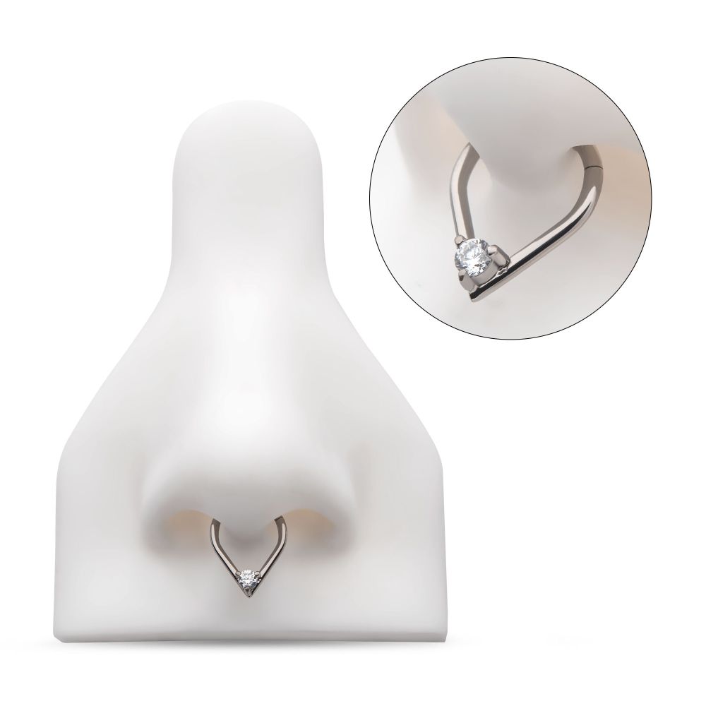 Titanium with Prong Set Round CZ/Opal Front Facing Hinged Segment Clicker