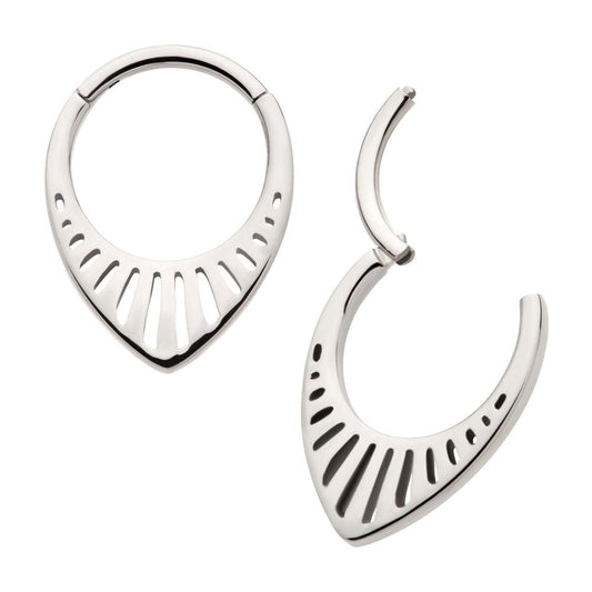 Titanium Cut Out Teardrop Shape Front Facing Hinged Segment Clicker