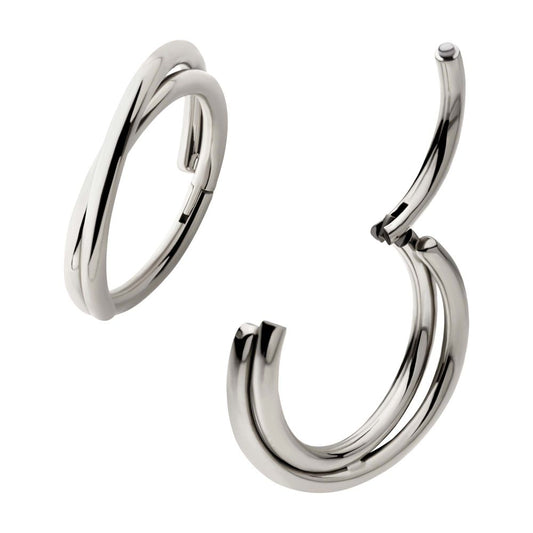 Titanium Double Hoop Side Facing Hinged Segment Clicker