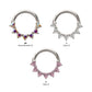 Titanium Seven Heart-Cut Gem Front Facing Hinged Segment Clicker