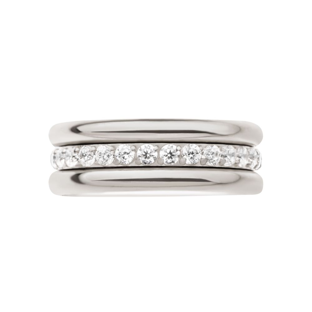 Titanium Triple Stacked with CNC Set CZ Center Line Side Facing Hinged Segment Clicker