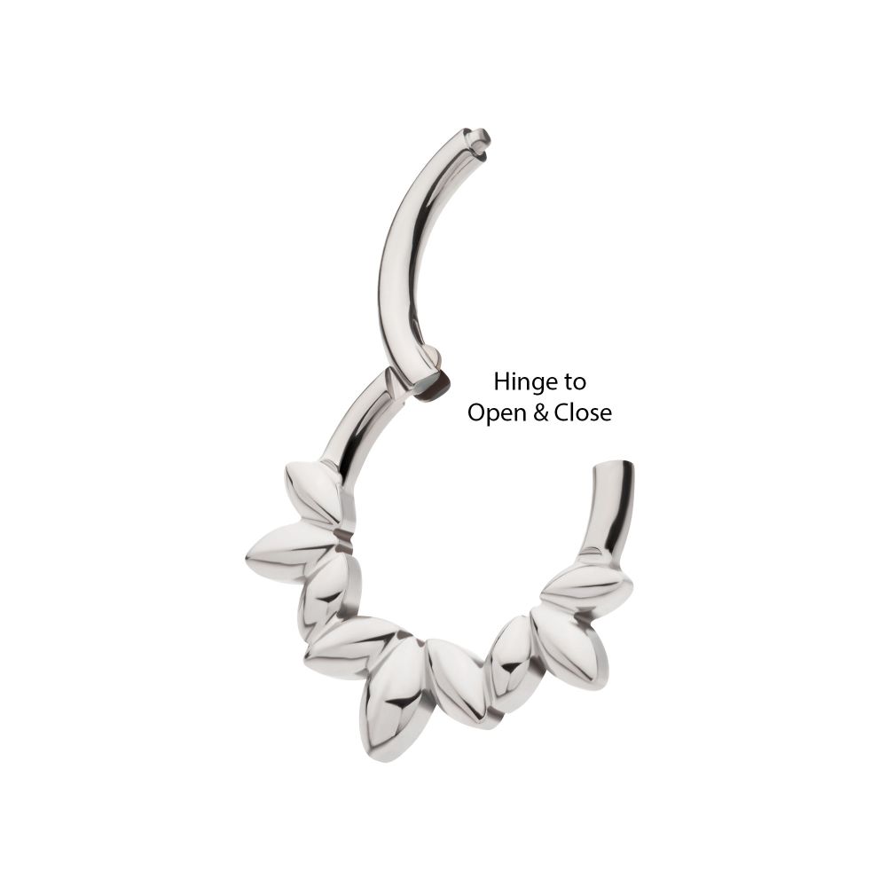 Titanium Clustered 3-Petal Flower Front Facing Hinged Segment Clicker