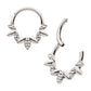 Titanium Clustered Hammered & Shiny  3-Petal Flower Front Facing Hinged Segment Clicker