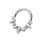Titanium Clustered Hammered & Shiny  3-Petal Flower Front Facing Hinged Segment Clicker