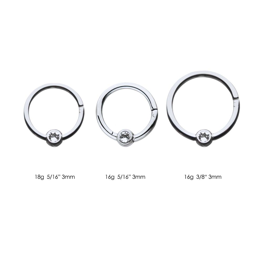 Titanium Bezel Set Gem Hinged Segment Ring