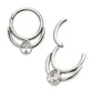 Titanium Double Hoop with Pear-Shaped Gem Front Facing Hinged Segment Clicker