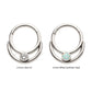 Titanium Double Hoop with Round Bezel Set Gem/Opal Front Facing Hinged Segment Clicker