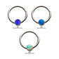 16g Titanium with Bezel Set CZ/Synthetic Opal Flat Back Front Facing Hinged Segment Ring