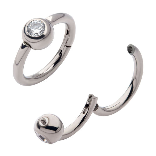 Titanium Bezel Set Round Gem Side Facing Hinged Segment Clicker