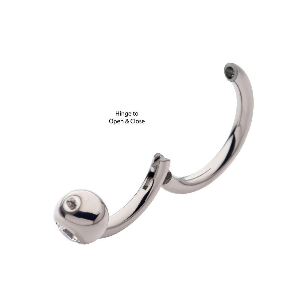 Titanium Bezel Set Round Gem Side Facing Hinged Segment Clicker
