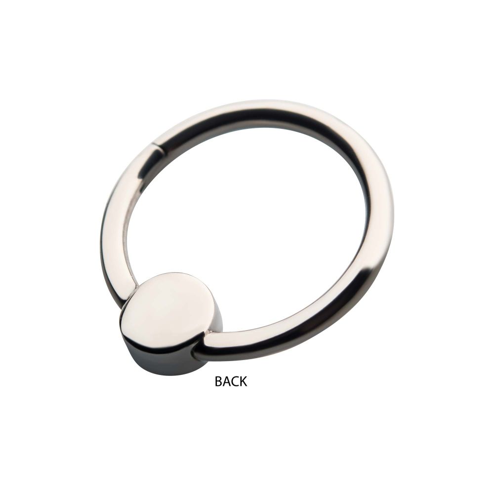 18g Titanium with Bezel Set CZ/Synthetic Opal Flat Back Front Facing Hinged Segment Ring