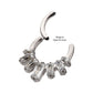 Titanium 7-Baguette Prong Set Gem Fan Cluster Front Facing Hinged Segment Clicker