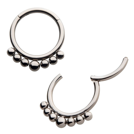 Titanium with 7 Cluster Beads Front Facing Hinged Segment Clicker