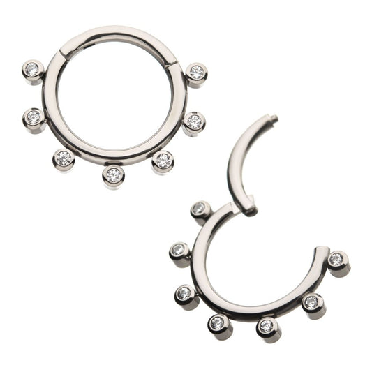 Titanium 7 Bezel Set Gem Hinged Segment Clicker