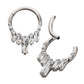 Titanium 7-Baguette Prong Set Gem Cluster Front Facing Hinged Segment Clicker