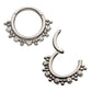 Titanium with Alternating Bezel Set CZ & Trio Beads Cluster Front Facing Hinged Segment Clicker