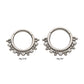Titanium with Alternating Bezel Set CZ & Trio Beads Cluster Front Facing Hinged Segment Clicker