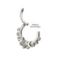 Titanium Triple Moon Phase with Prong Set Gem Cluster Front Facing Hinged Segment Clicker