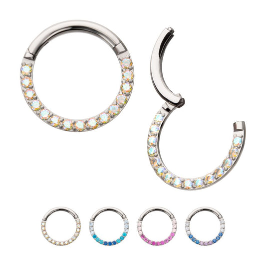 Titanium Front Facing Hinged Segment Clicker with CNC Set 1mm Ombre Fade Gem