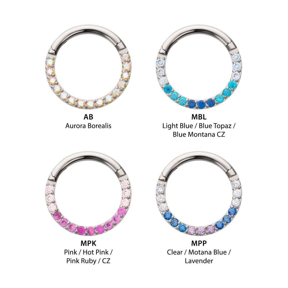 Titanium Front Facing Hinged Segment Clicker with CNC Set 1mm Ombre Fade Gem