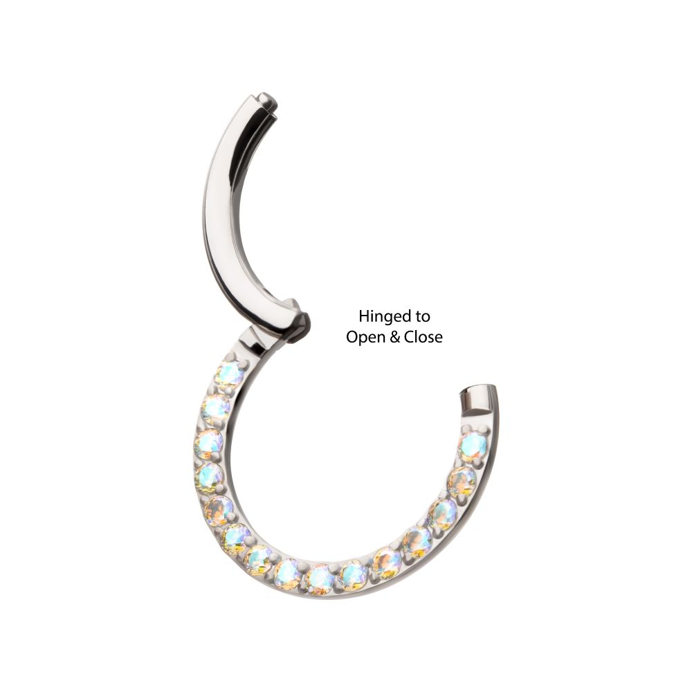 Titanium Front Facing Hinged Segment Clicker with CNC Set 1mm Ombre Fade Gem