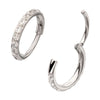20g Titanium Pin with Side Facing Prong Set 1mm CNC Set Clear CZ Eternity Gem Hinged Hoop
