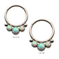 Titanium with Bezel Set 3 White Synthetic Opal & 2 Beads Front Facing Hinged Segment Clicker