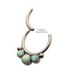 Titanium with Bezel Set 3 White Synthetic Opal & 2 Beads Front Facing Hinged Segment Clicker