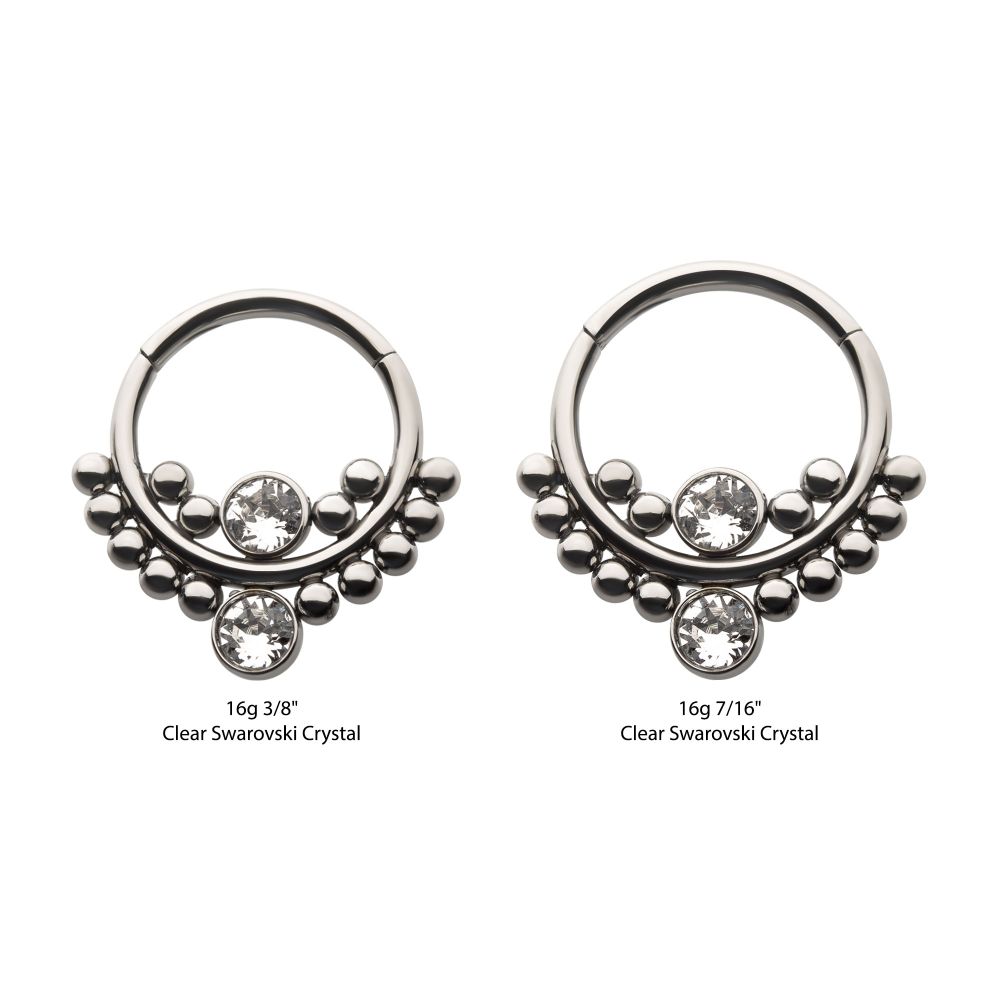 Titanium Bezel Set Swarovski Crystal Cluster Beads Front Facing Hinged Segment Clicker