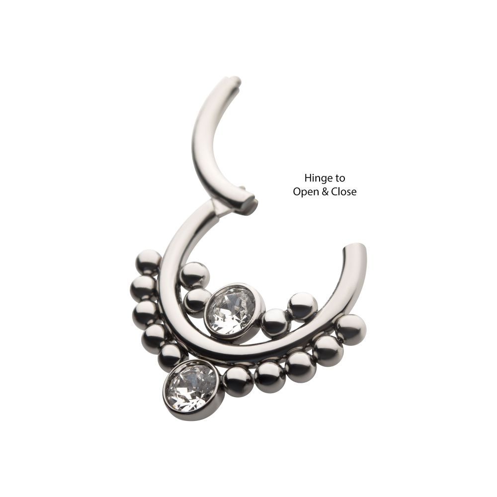 Titanium Bezel Set Swarovski Crystal Cluster Beads Front Facing Hinged Segment Clicker