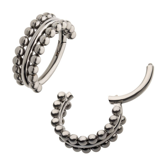 Titanium with Double Sided Beads Side Facing Hinged Segment Clicker