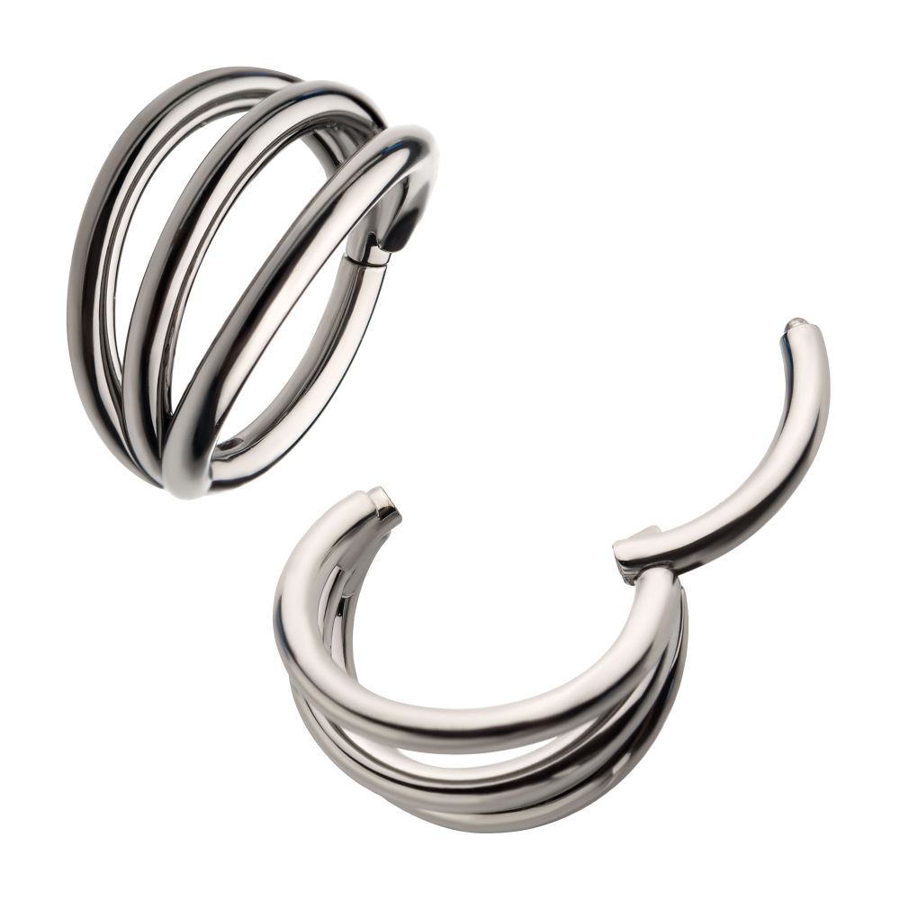 Titanium Triple Hoop Side Facing Hinged Segment Clicker