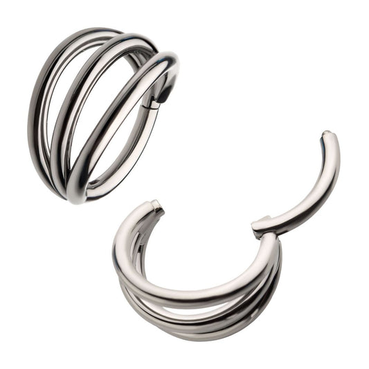 Titanium Triple Hoop Side Facing Hinged Segment Clicker
