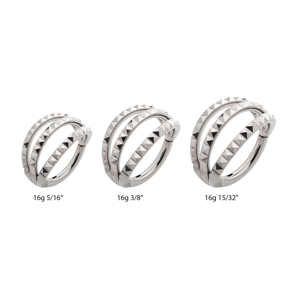 Titanium Pyramid Stud Double Hoop Side Facing Hinged Segment Clicker