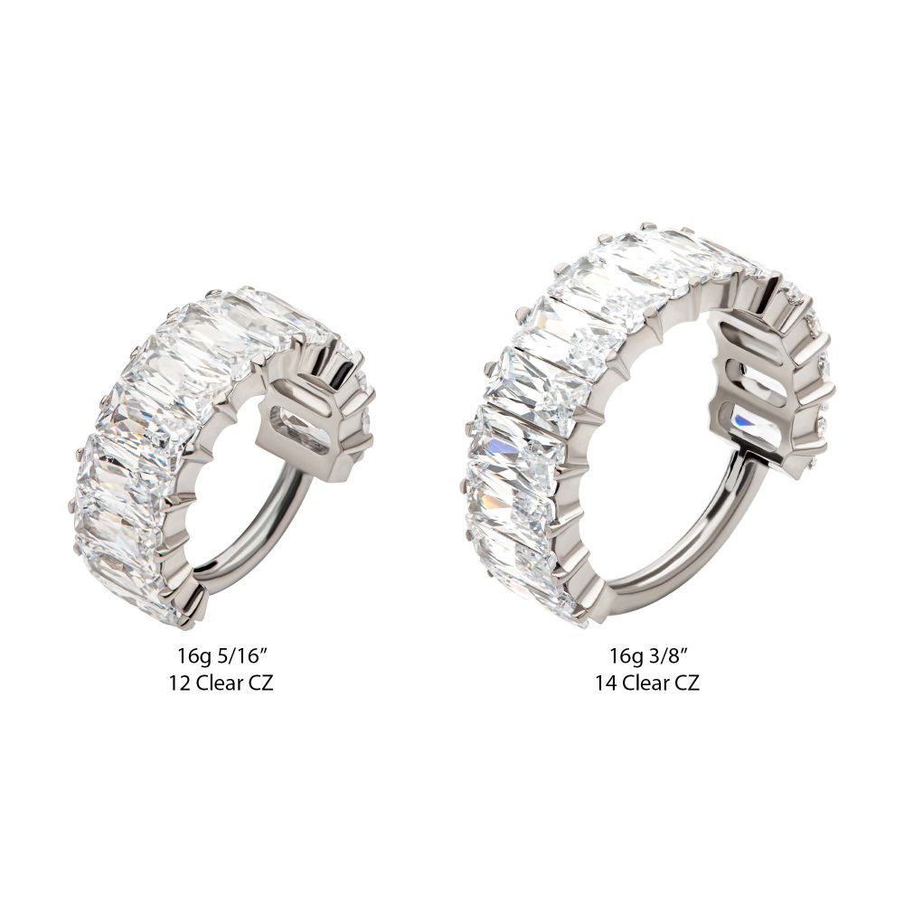 Titanium with CNC Set Baguette CZ Side Facing Hinged Segment Clicker