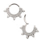 Titanium Double Row CNC Set Round CZ with 5 Round CZ Spike Edge Front Facing Hinged Segment Clicker