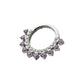 Titanium Double Row CZ Multi-Gem with Clear CNC Set Inner Gem Front Facing Hinged Segment Clicker