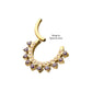24Kt Gold PVD Titanium Double Row CZ Multi-Gem with Clear CNC Set Inner Gem Front Facing Hinged Segment Clicker