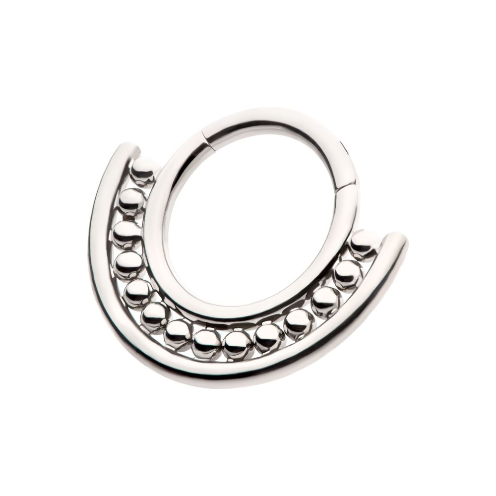 Titanium Half Circle with Beads Front Facing Hinged Segment Clickers