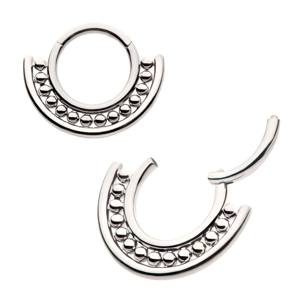 Titanium Half Circle with Beads Front Facing Hinged Segment Clickers