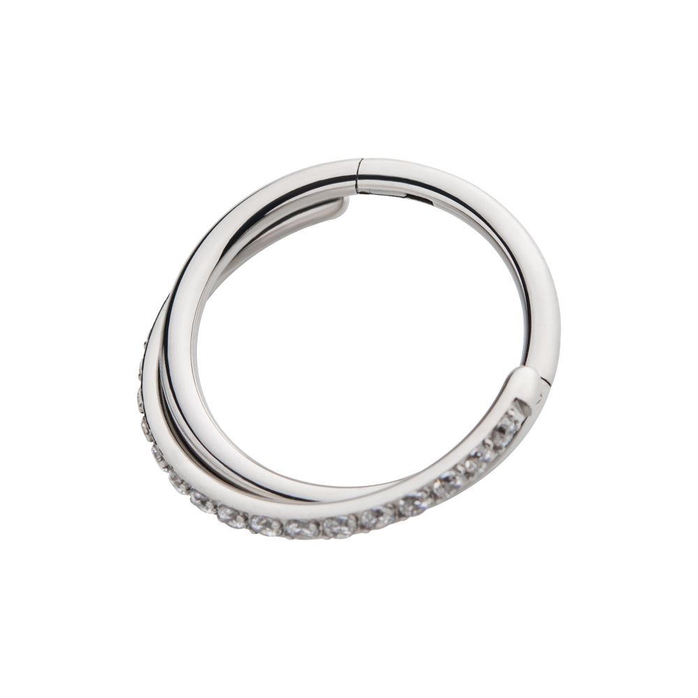 Titanium Crisscross with CZ Side Facing Hinged Segment Clicker