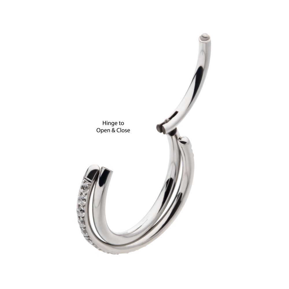 Titanium Crisscross with CZ Side Facing Hinged Segment Clicker