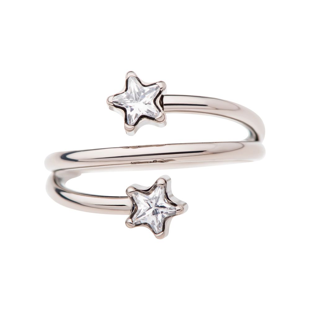 Titanium Double Ended Twist Side Facing Hinged Segment Clicker with Star CZ