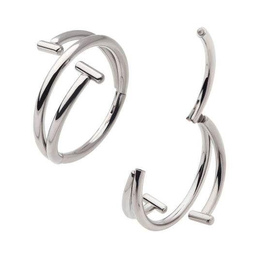 Titanium Double Ended Twist Side Facing Hinged Segment Clicker with T-Bar